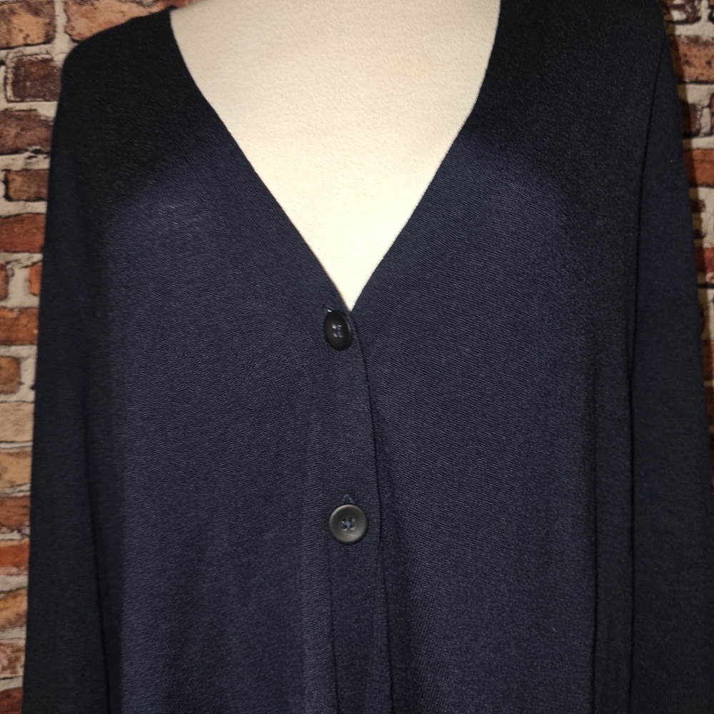 J Jill  Women's  Cardigan Sweater Lingline Duster SIZE XL Black - Picture 6 of 7